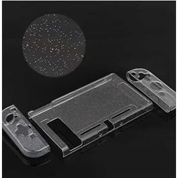 BelugaDesign Glitter Clear Switch Case | Shell Compatible with Nintendo Switch Standard | Dockable Crystal Protective Cover (White Clear)