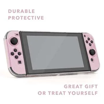 BelugaDesign Glitter Clear Switch Case | Shell Compatible with Nintendo Switch Standard | Dockable Crystal Protective Cover (White Clear)