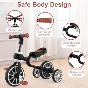 Versatile XIAPIA 3 in 1 Toddler Tricycle for Young Kids