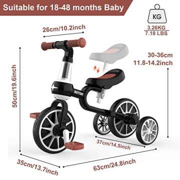 Versatile XIAPIA 3 in 1 Toddler Tricycle for Young Kids
