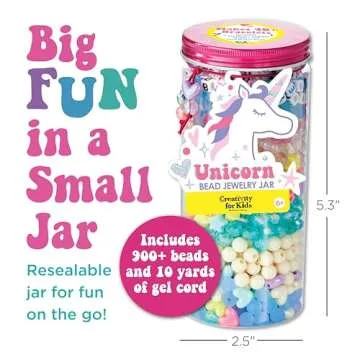 Creativity for Kids Unicorn Bead Jewelry Jar - Make 40+ DIY Friendship Bracelets for Girls