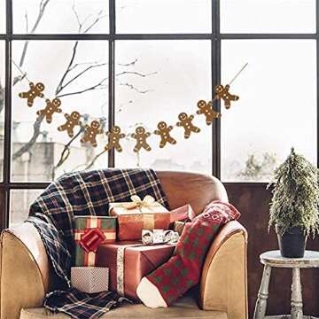 Wooden Gingerbread Garland for Christmas Decor