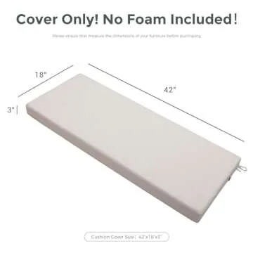 Magpie Fabrics Patio Bench Loveseat Cushion Covers (Replacement Cover only, No Insert!), Waterproof Fade Resistant Swing Cushion Slipcover with Ties(42x18x3 Inch, Creamy White)