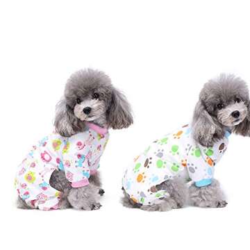 Amakunft 2-Pack Dog Clothes Dogs Cats Onesie Soft Dog Pajamas Cotton Puppy Rompers Pet Jumpsuits Cozy Bodysuits for Small Dogs and Cats