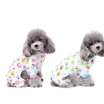 Amakunft 2-Pack Dog Clothes Dogs Cats Onesie Soft Dog Pajamas Cotton Puppy Rompers Pet Jumpsuits Cozy Bodysuits for Small Dogs and Cats