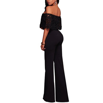 Halfword Women's Elegant Off Shoulder Wide Leg Jumpsuit