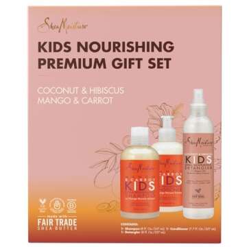 SheaMoisture KIDS Shampoo and Conditioner Set, Extra-Nourishing Mango & Carrot + Coconut & Hibiscus Detangler Spray for KIDS, 8 Fl Oz (3 Piece Set)