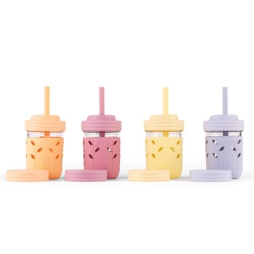 Elk and Friends Kids & Toddler Mason Jar Cups | Silicone Sleeves & Straws | Spill Proof Sippy Cups