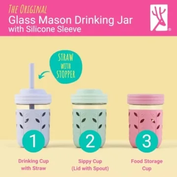 Elk and Friends Toddler Mason Jar Cups - 8 oz Durable Drinkware