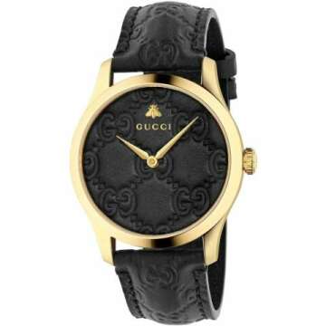 Gucci Gold-Tone & Black Leather Watch for Men