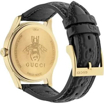 Gucci Gold-Tone & Black Leather Watch for Men