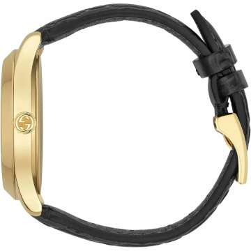 Gucci Gold-Tone & Black Leather Watch for Men