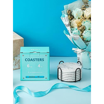 LIFVER Coasters - Marble-Style, Stylish & Absorbent