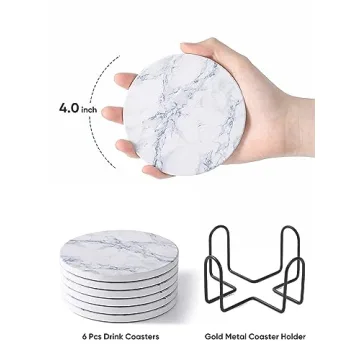 LIFVER Coasters - Marble-Style, Stylish & Absorbent