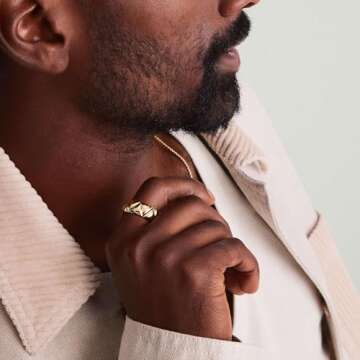 AllenCOCO Chunky Gold Plated Rings for Women - Trendy Cubic Zirconia 14k Gold Filled Stackable Rings