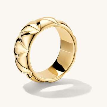 AllenCOCO Chunky Gold Plated Rings for Women - Trendy Cubic Zirconia 14k Gold Filled Stackable Rings