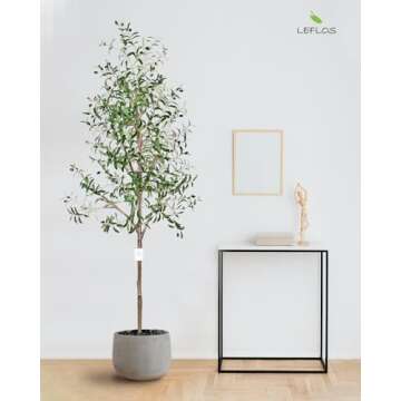 Leflos Leflos Artificial Olive Tree Indoor 7ft, Large Fake Olive Tree in Stable Pot for Home Indoor Decor, Tropical Faux Potted Silk Plant with Realistic Trunk, Branch and Plump Olives, 2Pack