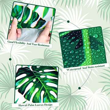 Remagr 3 Pcs Hawaiian Luau Party Tablecloth Tropical Palm Leaves Table Covers 54 x 108 Inch Plastic Disposable Table Decorations for Summer Beach Cocktail Aloha Safari Jungle Party Supplies