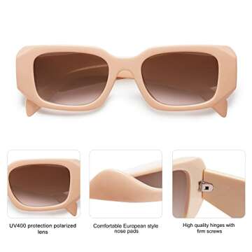 SOJOS Rectangle Sunglasses for Women Retro Fashion Sunglasses UV 400 Protection Square Frame Eyewear with Pink Frame/Brown Lens