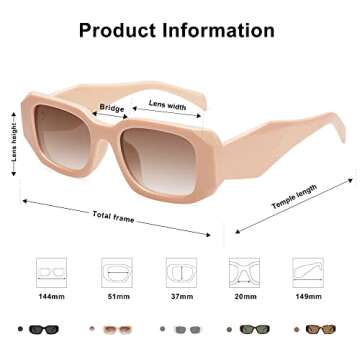 SOJOS Rectangle Sunglasses for Women Retro Fashion Sunglasses UV 400 Protection Square Frame Eyewear with Pink Frame/Brown Lens