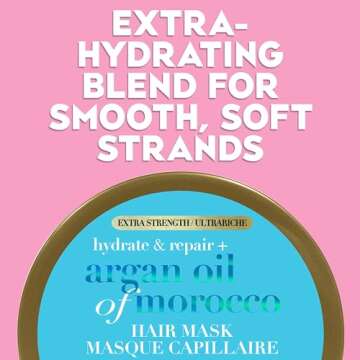 OGX Extra Strength Hydrate Repair + Argan Oil of Morocco Hair Mask Deep Moisturizing Conditioning Treatment, Citrus, 6 Ounce