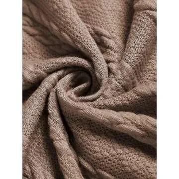 ZAFUL Women's V Neck Sweater Lantern Long Sleeve Pullover Cable Knit Crop Top Casual Tie Wrap Tunic Tops Blouses