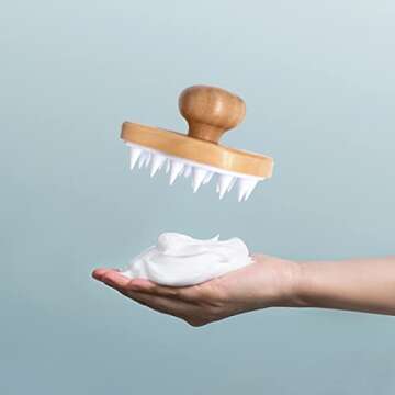 JDY Brush Bamboo Hair Brush &Shampoo Brush for Hair Growth and Dandruff Removal Wooden Shower Scalp ...