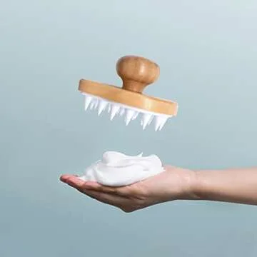 JDY Brush Bamboo Hair Brush &Shampoo Brush for Hair Growth and Dandruff Removal Wooden Shower Scalp ...