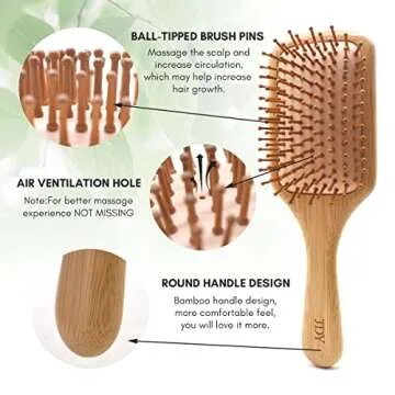 JDY Brush Bamboo Hair & Shampoo Brush Set for Healthy Scalp