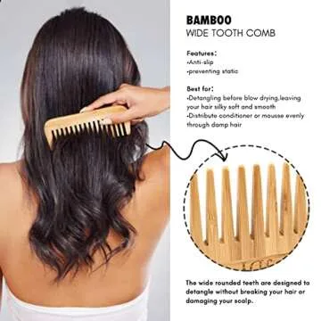 JDY Brush Bamboo Hair & Shampoo Brush Set for Healthy Scalp