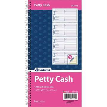 Adams Spiral Petty Cash Book, 200 Sets, Carbonless