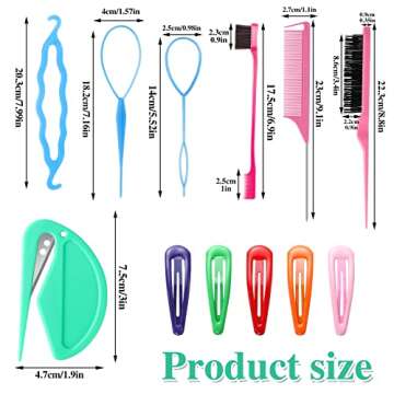 BESARME 1000pcs Colorful Mini Rubber Bands for Hair, Hair Ties Set with 16pcs Styling Tools for Baby...