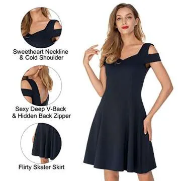 InsNova Navy Blue Cocktail Dress for Women Juniors Summer Wedding Guest Homecoming Graduation Evening Party Birthday