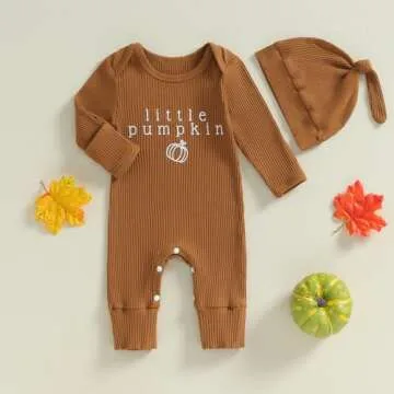 YOKJZJD Newborn Baby Halloween Outfit - Cute Knitted Romper and Hat Set