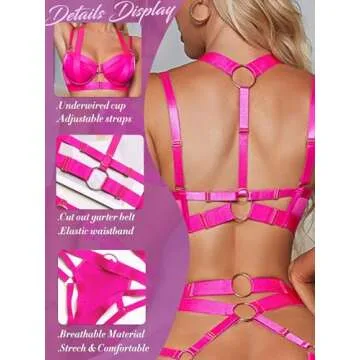 Sexy 4 Piece Strappy Garter Lingerie Set for Women