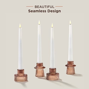 Amber Glass Candle Holders Set 4 Elegant Centerpiece Decor