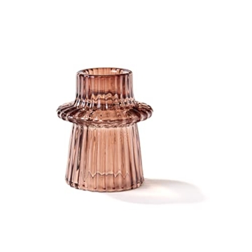 Amber Glass Candle Holders Set 4 Elegant Centerpiece Decor