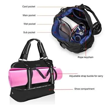 Geestock Duffle Bag for Travel Foldable Weekender with Shoe Compartment