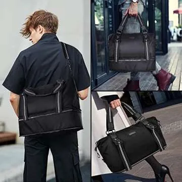 Geestock Duffle Bag for Travel Foldable Weekender with Shoe Compartment