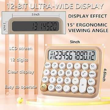 VEWINGL Mechanical Switch Calculator 12 Digit,Desktop Large Display and Buttons,Calculator with Larg...