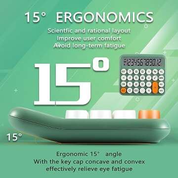 VEWINGL Mechanical Switch Calculator 12 Digit,Desktop Large Display and Buttons,Calculator with Large LCD Display for Office,School, Home & Business Use,Automatic Sleep,with Battery.5.7 * 5in (Beige)