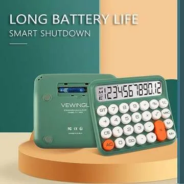 VEWINGL Mechanical Switch Calculator 12 Digit,Desktop Large Display and Buttons,Calculator with Large LCD Display for Office,School, Home & Business Use,Automatic Sleep,with Battery.5.7 * 5in (Beige)