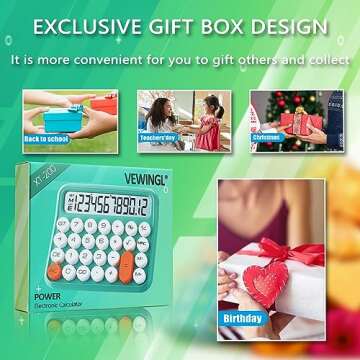 VEWINGL Mechanical Switch Calculator 12 Digit,Desktop Large Display and Buttons,Calculator with Large LCD Display for Office,School, Home & Business Use,Automatic Sleep,with Battery.5.7 * 5in (Beige)