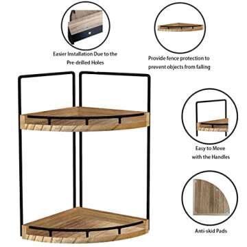 Dorhors 2-Tier Bathroom Counter Organizer,Vanity Counter Corner Shelf, Skincare, Wood Countertop Bat...