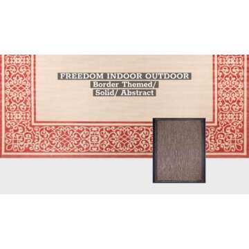 Gertmenian Indoor Outdoor Classic Flatweave Area Rug, Stain & UV Resistant Carpet, Deck, Patio, Poolside & Mudroom, 8x10 Ft Large, Border, Black Tan, 21515