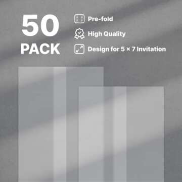 Elegant 50 Pack Vellum Jackets for Invitations and More