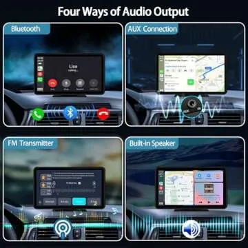 Wireless Portable Carplay Screen, 7'' HD Double Din Car Stereo Android Auto Automatic Multimedia Player, Car Stereo with Backup Camera GPS AUX 5.1 Bluetooth/Navigation Screen Auto Connect