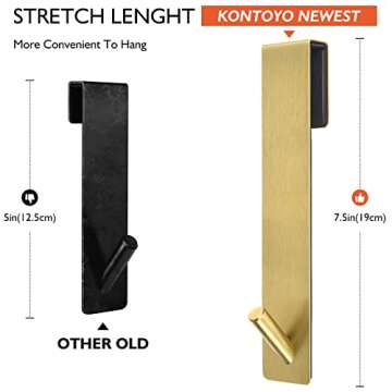 Kontoyo Shower Door Hooks(7.5 Inch),Extended Over Door Hooks for Bathroom Frameless Glass Shower Doo...