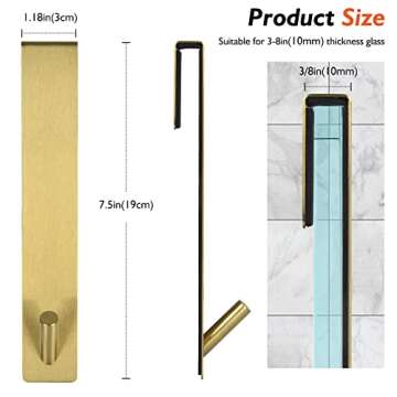 Kontoyo Shower Door Hooks(7.5 Inch),Extended Over Door Hooks for Bathroom Frameless Glass Shower Door,Stainless Steel Towel Hooks,Heavy Duty Rack Hooks for Robe,Towel-2 Pack-Gold