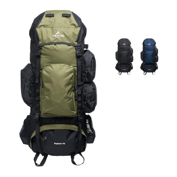 TETON 75L Explorer Internal Frame Backpack for Hiking and Camping, Rain Cover Included
